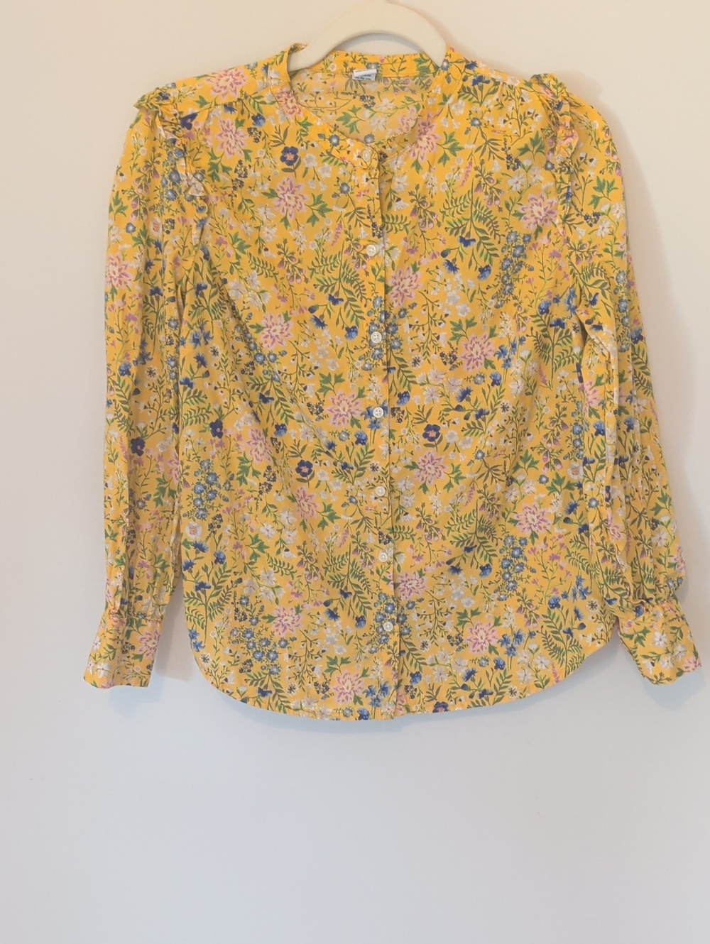 Old Navy Yellow Floral Button-Up Women's Blouse- Size Small